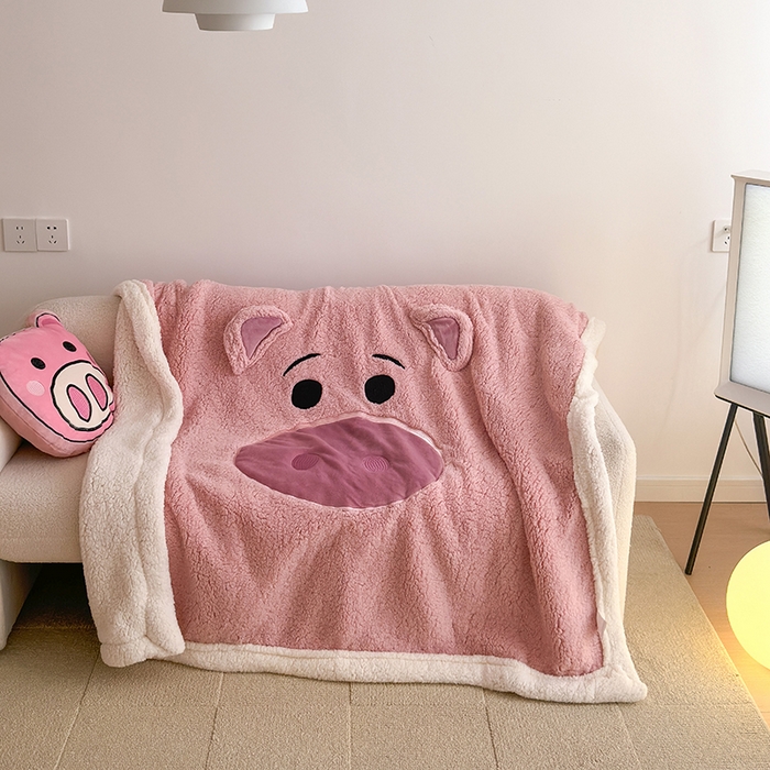 91家纺网 家纺一手货源 找家纺 小叮当家纺仓储工厂店 （买家秀 爆款花型 不断货）2025新款A类母婴级迪士尼毛毯子牛奶绒毛毯牛奶绒毯 贴布绣--粉小猪