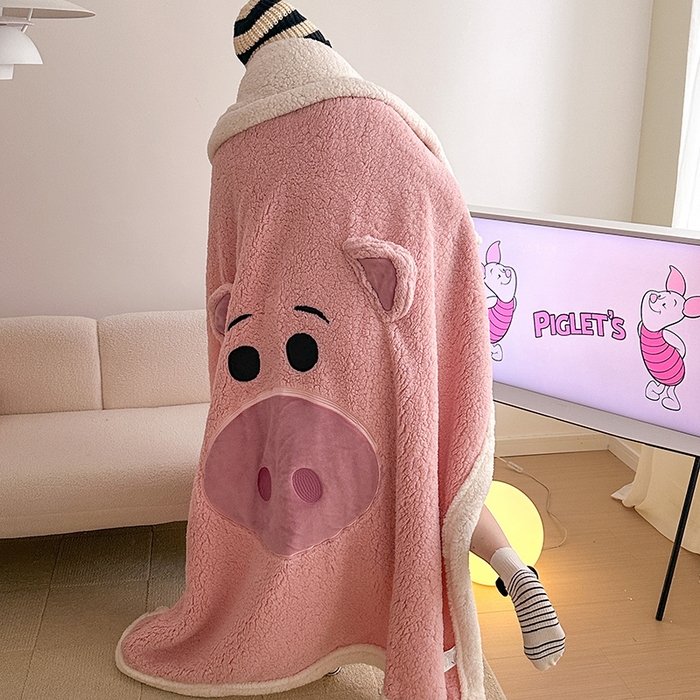 91家纺网 家纺一手货源 找家纺 小叮当家纺仓储工厂店 （买家秀 爆款花型 不断货）2025新款A类母婴级迪士尼毛毯子牛奶绒毛毯牛奶绒毯 贴布绣--粉小猪