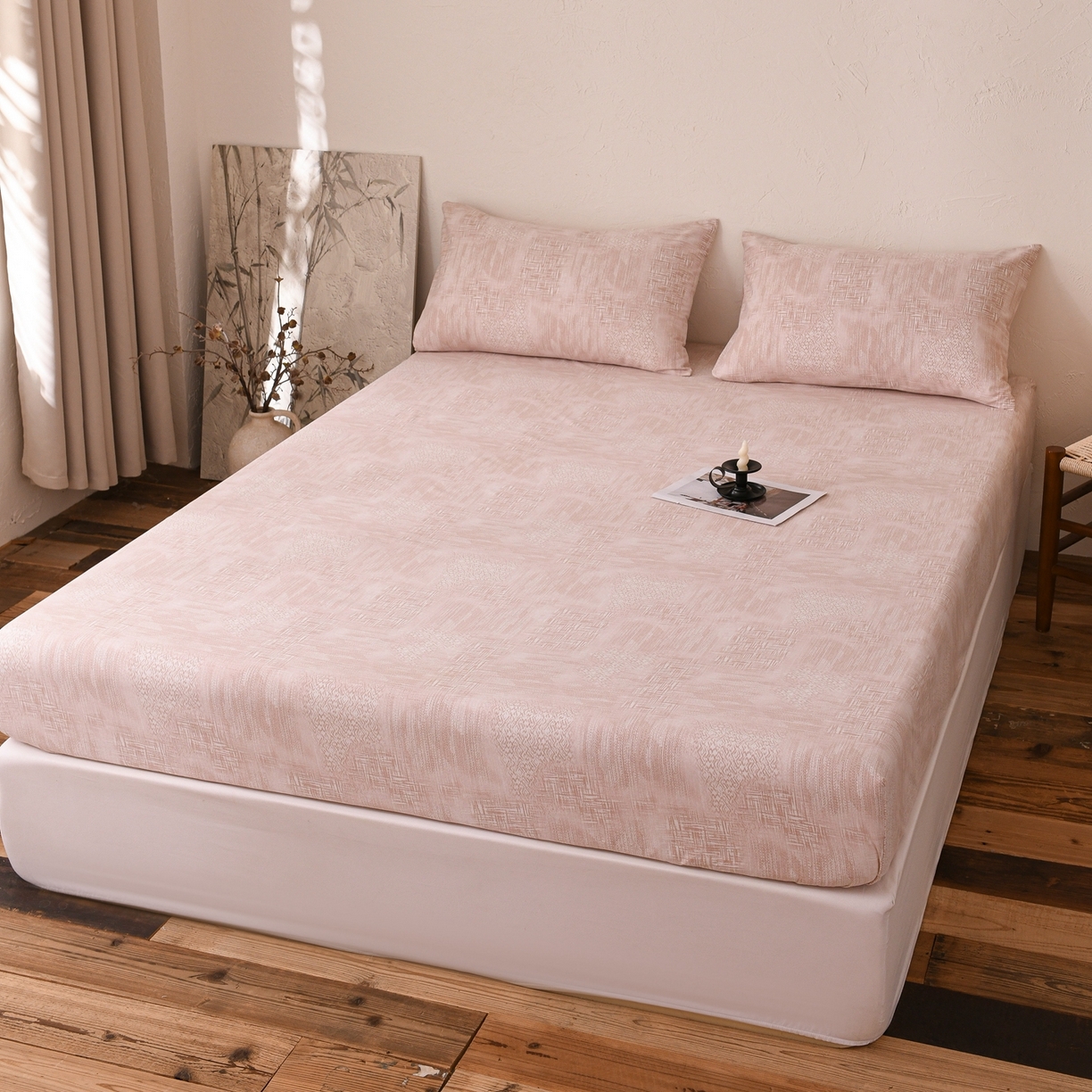 91家纺网 家纺一手货源 找家纺 小叮当家纺仓储工厂店 (买家秀 爆款花型 不断货)2025新款良品磨毛单床笠床笠单件 雾影粉