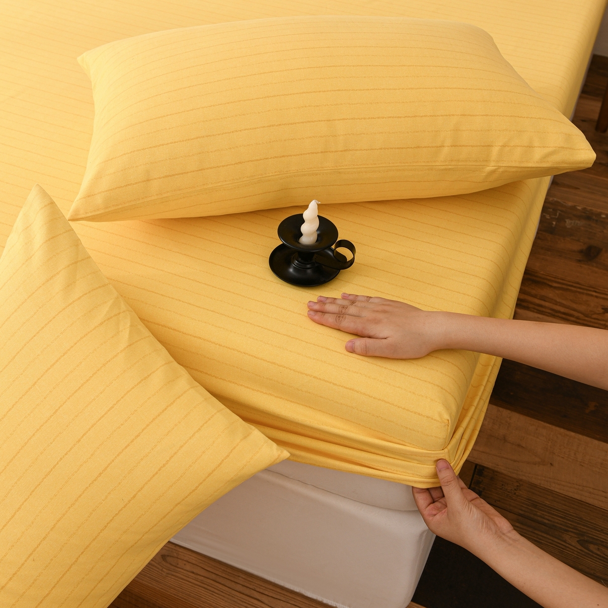 91家纺网 家纺一手货源 找家纺 小叮当家纺仓储工厂店 (买家秀 爆款花型 不断货)2025新款良品磨毛单床笠床笠单件 肌理黄