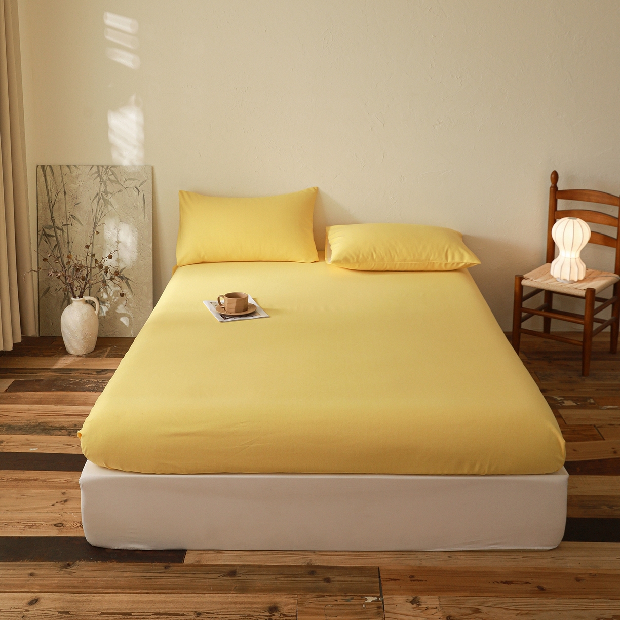 91家纺网 家纺一手货源 找家纺 小叮当家纺仓储工厂店 (买家秀 爆款花型 不断货)2025新款良品磨毛单床笠床笠单件 肌理黄