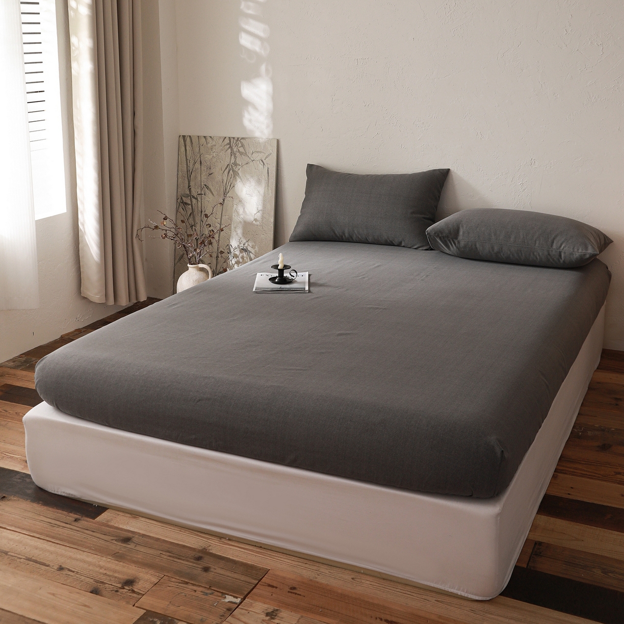 91家纺网 家纺一手货源 找家纺 小叮当家纺仓储工厂店 (买家秀 爆款花型 不断货)2025新款良品磨毛单床笠床笠单件 玄夜灰