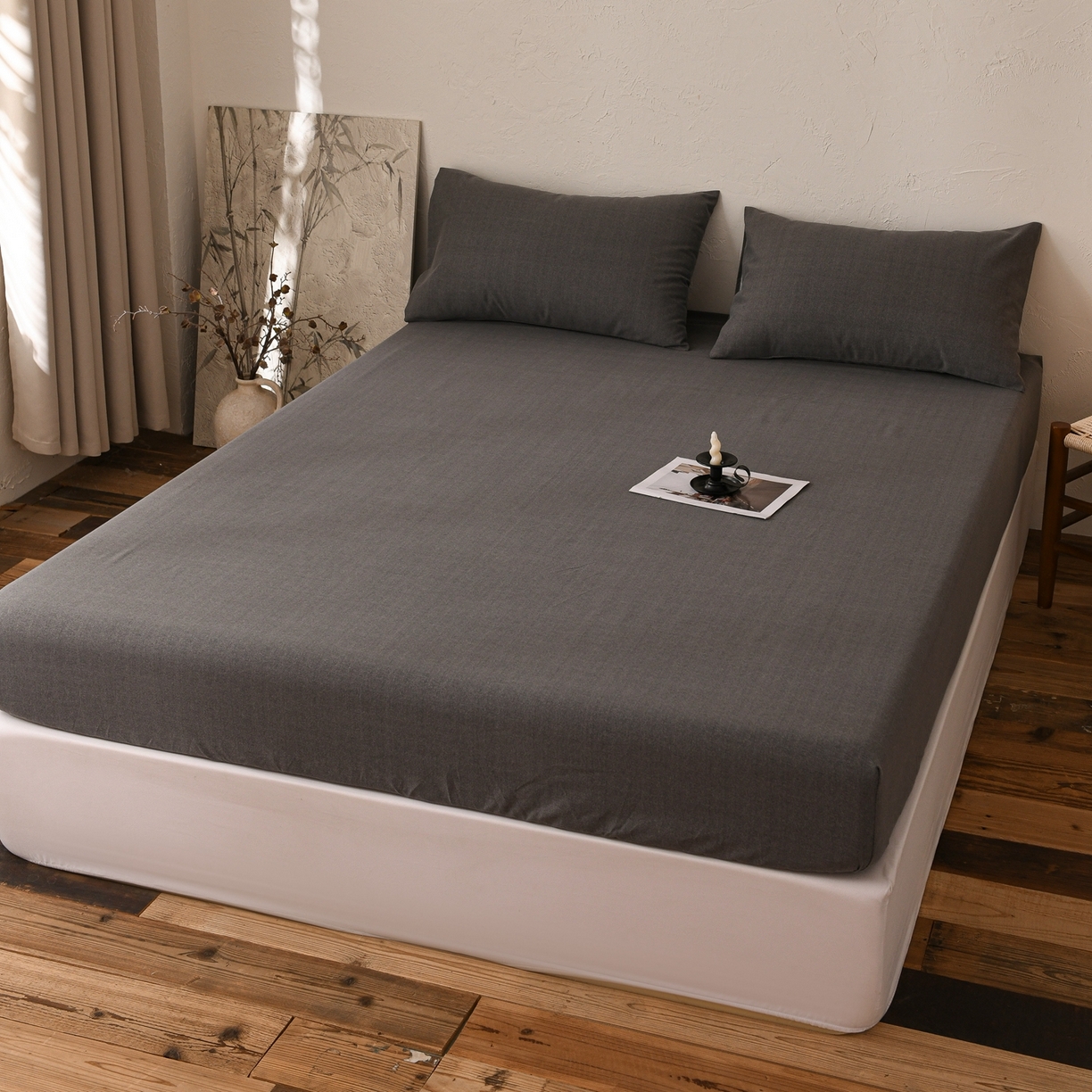 91家纺网 家纺一手货源 找家纺 小叮当家纺仓储工厂店 (买家秀 爆款花型 不断货)2025新款良品磨毛单床笠床笠单件 玄夜灰