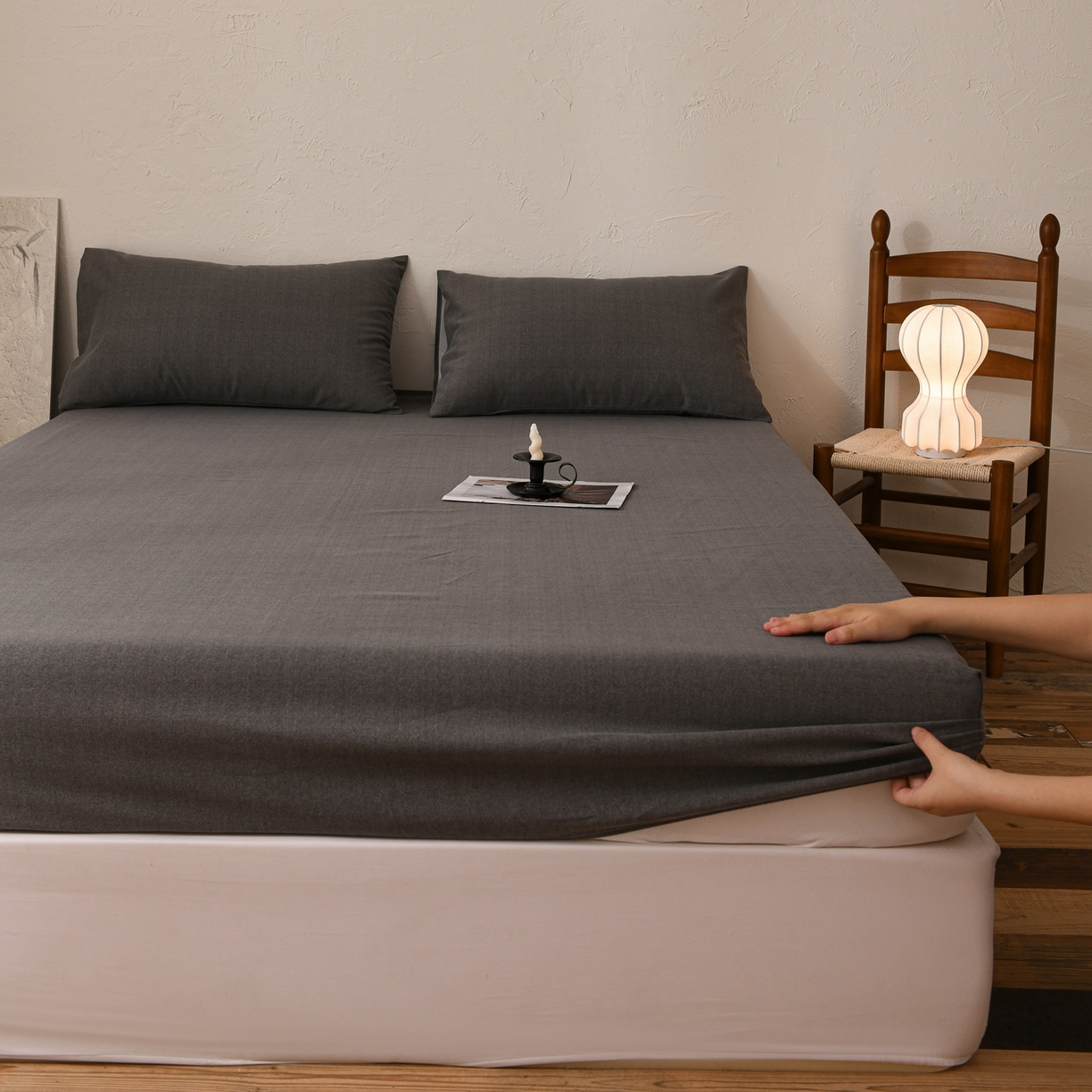 91家纺网 家纺一手货源 找家纺 小叮当家纺仓储工厂店 (买家秀 爆款花型 不断货)2025新款良品磨毛单床笠床笠单件 玄夜灰