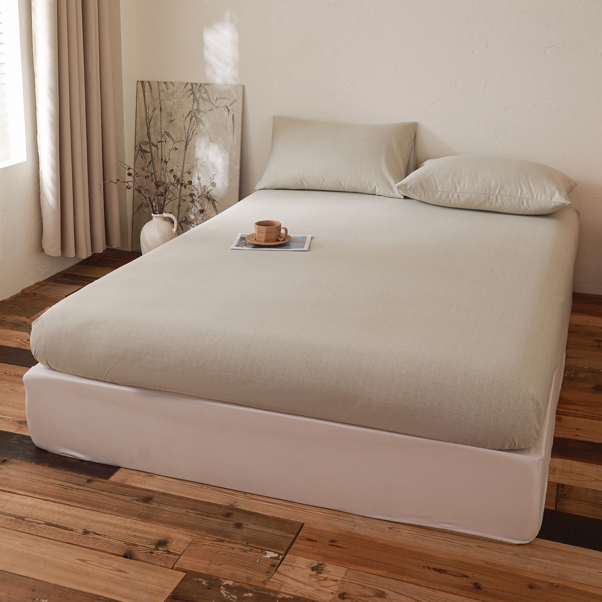 91家纺网 家纺一手货源 找家纺 小叮当家纺仓储工厂店 (买家秀 爆款花型 不断货)2025新款良品磨毛单床笠床笠单件 肌理灰