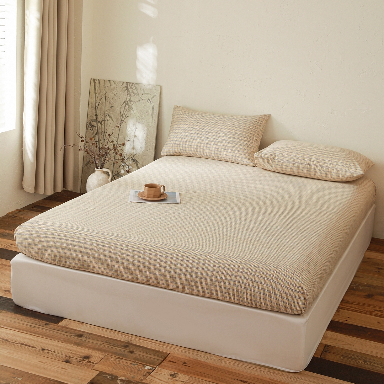 91家纺网 家纺一手货源 找家纺 小叮当家纺仓储工厂店 (买家秀 爆款花型 不断货)2025新款良品磨毛单床笠床笠单件 律动格