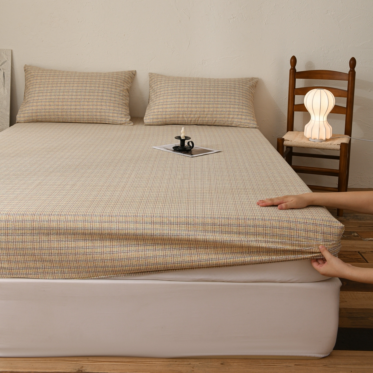 91家纺网 家纺一手货源 找家纺 小叮当家纺仓储工厂店 (买家秀 爆款花型 不断货)2025新款良品磨毛单床笠床笠单件 律动格