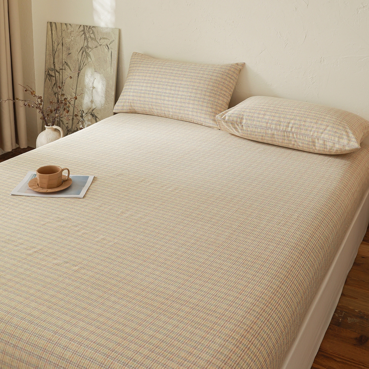 91家纺网 家纺一手货源 找家纺 小叮当家纺仓储工厂店 (买家秀 爆款花型 不断货)2025新款良品磨毛单床笠床笠单件 律动格