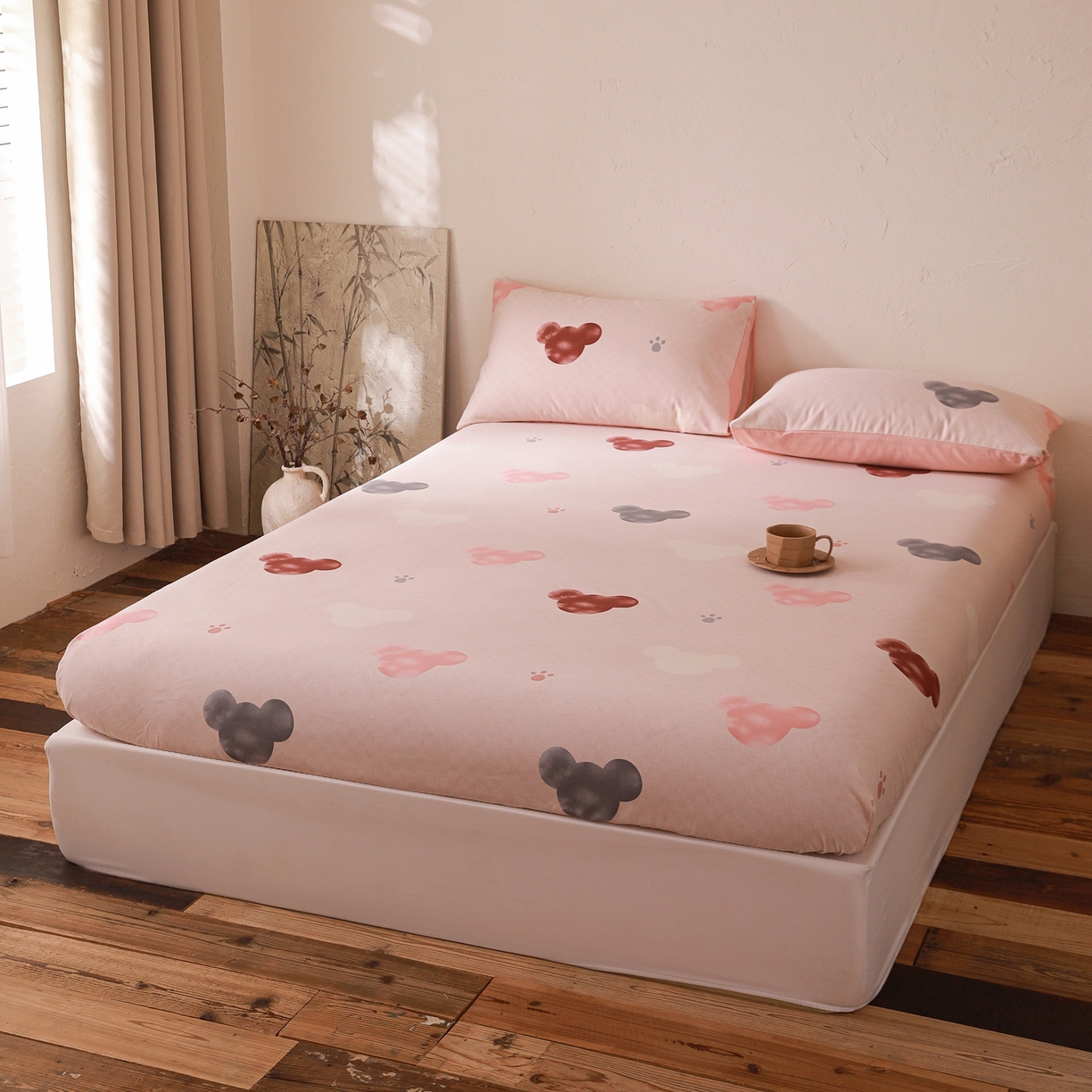 91家纺网 家纺一手货源 找家纺 小叮当家纺仓储工厂店 (买家秀 爆款花型 不断货)2025新款良品磨毛单床笠床笠单件 粉熊宝贝