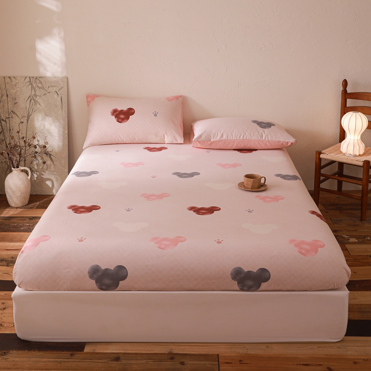 91家纺网 家纺一手货源 找家纺 小叮当家纺仓储工厂店 (买家秀 爆款花型 不断货)2025新款良品磨毛单床笠床笠单件 粉熊宝贝