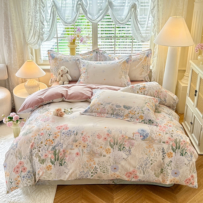 巧玲珑 2025新款100%数码印花生态AB版四件套 D淡雅如梦