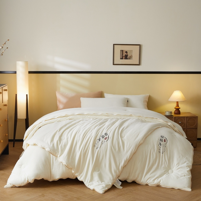 91家纺网 家纺一手货源 找家纺 小叮当家纺仓储工厂店 2025新款原棉大豆被子母扣拉链二合一被 被子被芯(买家秀 爆款花型 不断货) 本白