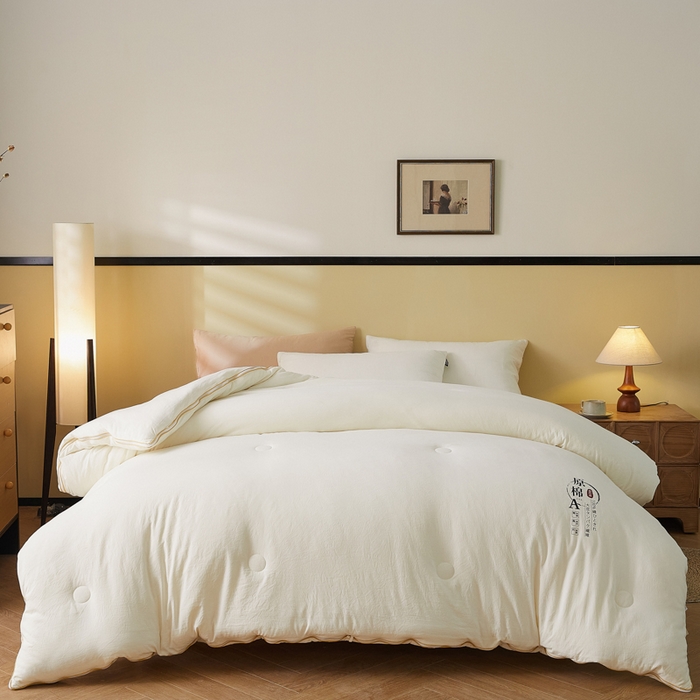 91家纺网 家纺一手货源 找家纺 小叮当家纺仓储工厂店 2025新款原棉大豆被子母扣拉链二合一被 被子被芯(买家秀 爆款花型 不断货) 本白