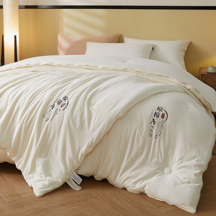 91家纺网 家纺一手货源 找家纺 小叮当家纺仓储工厂店 2025新款原棉大豆被子母扣拉链二合一被 被子被芯(买家秀 爆款花型 不断货) 本白