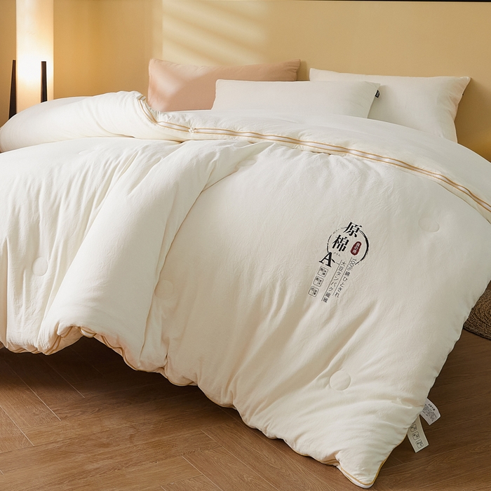 91家纺网 家纺一手货源 找家纺 小叮当家纺仓储工厂店 2025新款原棉大豆被子母扣拉链二合一被 被子被芯(买家秀 爆款花型 不断货) 本白