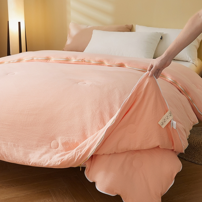 91家纺网 家纺一手货源 找家纺 小叮当家纺仓储工厂店 2025新款原棉大豆被子母扣拉链二合一被 被子被芯(买家秀 爆款花型 不断货) 玉色