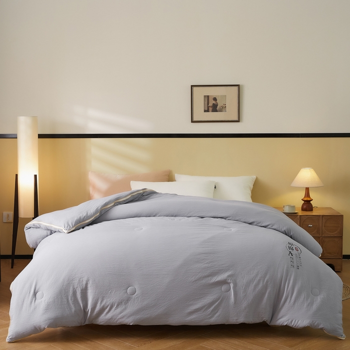 91家纺网 家纺一手货源 找家纺 小叮当家纺仓储工厂店 2025新款原棉大豆被子母扣拉链二合一被 被子被芯(买家秀 爆款花型 不断货) 灰色