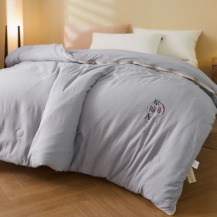 91家纺网 家纺一手货源 找家纺 小叮当家纺仓储工厂店 2025新款原棉大豆被子母扣拉链二合一被 被子被芯(买家秀 爆款花型 不断货) 灰色