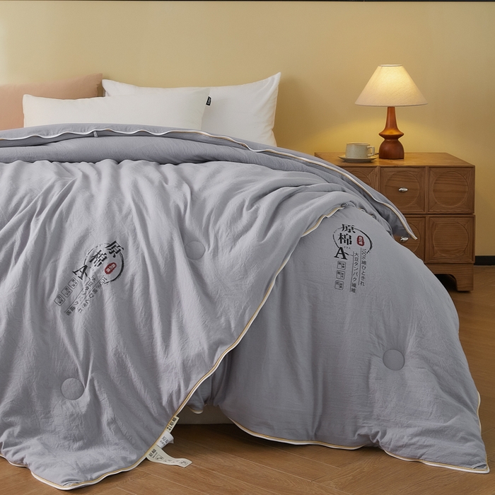 91家纺网 家纺一手货源 找家纺 小叮当家纺仓储工厂店 2025新款原棉大豆被子母扣拉链二合一被 被子被芯(买家秀 爆款花型 不断货) 灰色