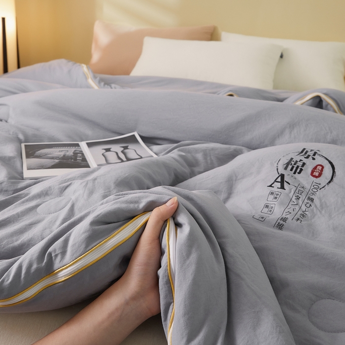 91家纺网 家纺一手货源 找家纺 小叮当家纺仓储工厂店 2025新款原棉大豆被子母扣拉链二合一被 被子被芯(买家秀 爆款花型 不断货) 灰色