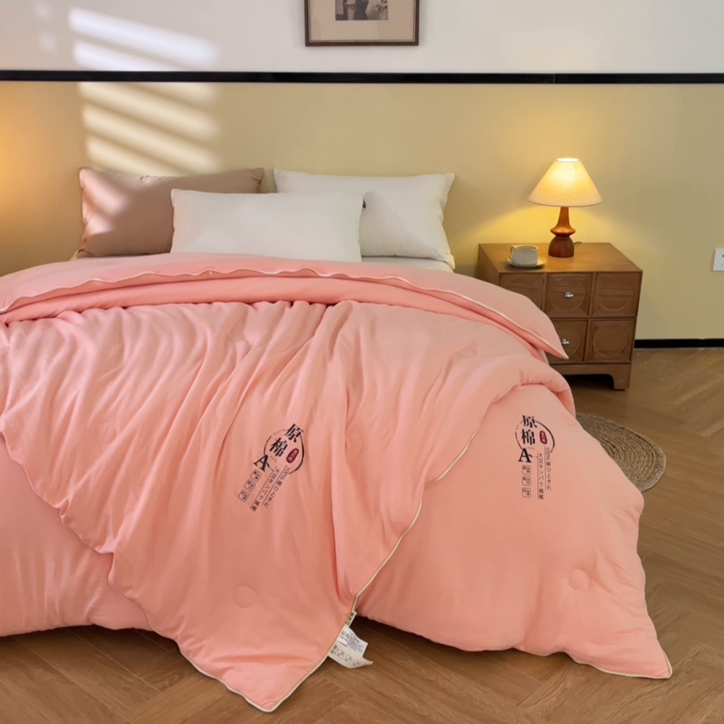 91家纺网 家纺一手货源 找家纺 小叮当家纺仓储工厂店 2025新款原棉大豆被子母扣拉链二合一被 被子被芯(买家秀 爆款花型 不断货) 玉色