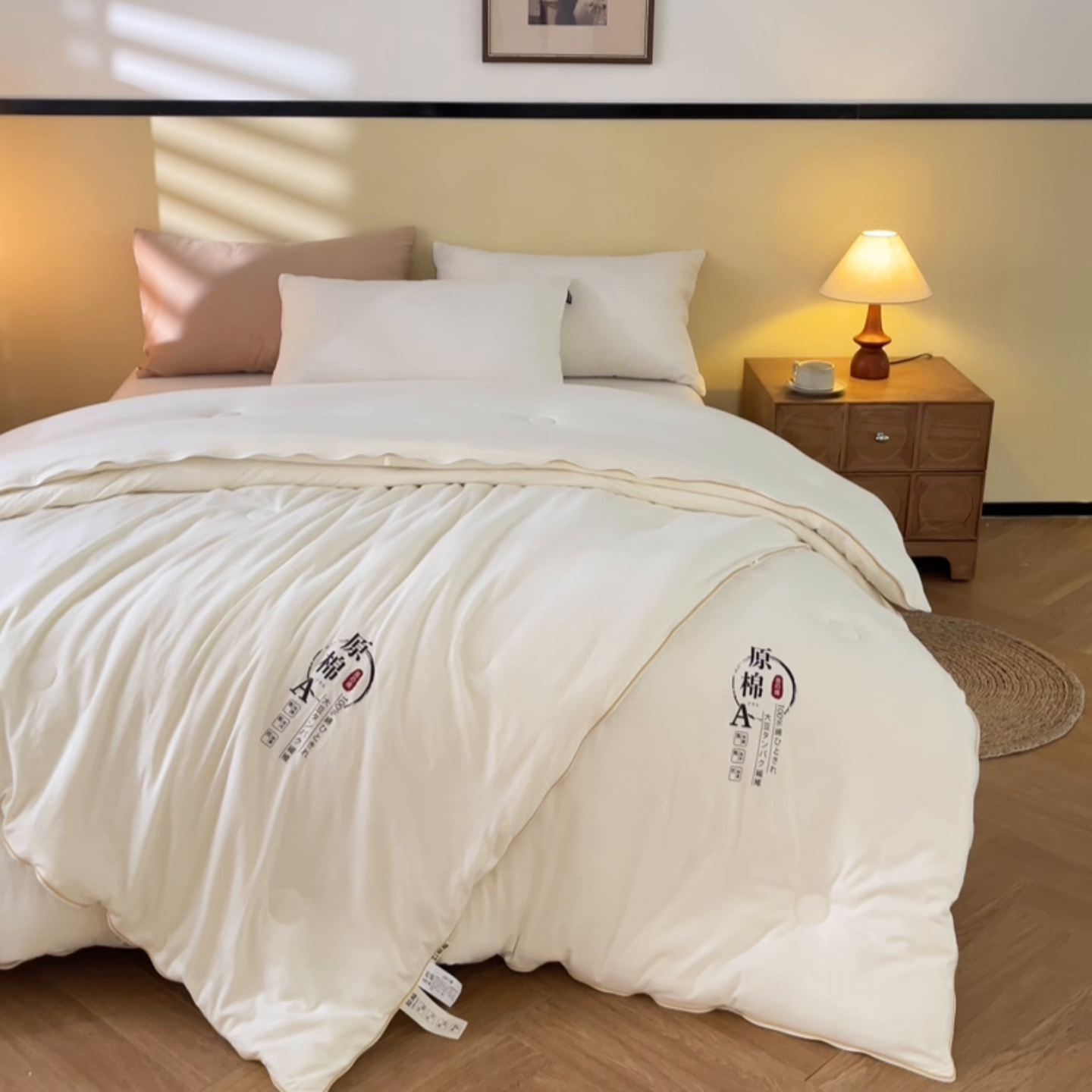 91家纺网 家纺一手货源 找家纺 小叮当家纺仓储工厂店 2025新款原棉大豆被子母扣拉链二合一被 被子被芯(买家秀 爆款花型 不断货) 本白