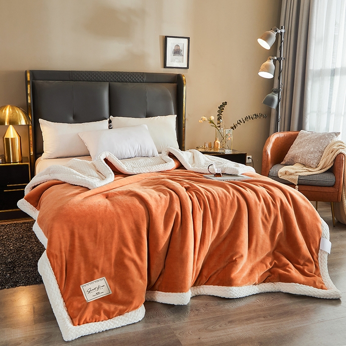 91家纺网 家纺一手货源 找家纺 小叮当家纺仓储工厂店 2025新款A类母婴级婴童毯子三层加厚牛奶绒毛毯牛奶绒毯子午睡毯珊瑚绒毛毯 毯子 苹果-日落金