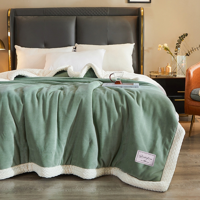 91家纺网 家纺一手货源 找家纺 小叮当家纺仓储工厂店 2025新款A类母婴级婴童毯子三层加厚牛奶绒毛毯牛奶绒毯子午睡毯珊瑚绒毛毯 毯子 苹果-果绿