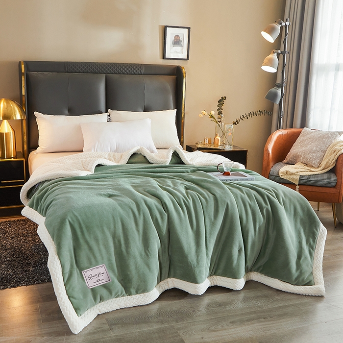 91家纺网 家纺一手货源 找家纺 小叮当家纺仓储工厂店 2025新款A类母婴级婴童毯子三层加厚牛奶绒毛毯牛奶绒毯子午睡毯珊瑚绒毛毯 毯子 苹果-果绿