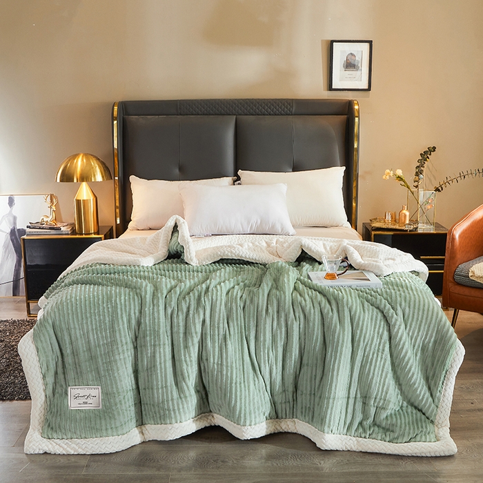 91家纺网 家纺一手货源 找家纺 小叮当家纺仓储工厂店 2025新款A类母婴级婴童毯子三层加厚牛奶绒毛毯牛奶绒毯子午睡毯珊瑚绒毛毯 毯子 轻奢-魔法绒抹茶绿