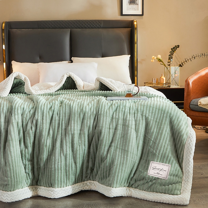 91家纺网 家纺一手货源 找家纺 小叮当家纺仓储工厂店 2025新款A类母婴级婴童毯子三层加厚牛奶绒毛毯牛奶绒毯子午睡毯珊瑚绒毛毯 毯子 轻奢-魔法绒抹茶绿