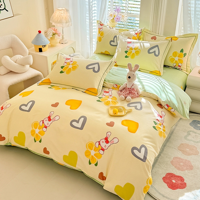 91家纺网 家纺一手货源 找家纺 巧玲珑2025新款AB版铂金生态四件套 爱情宝贝