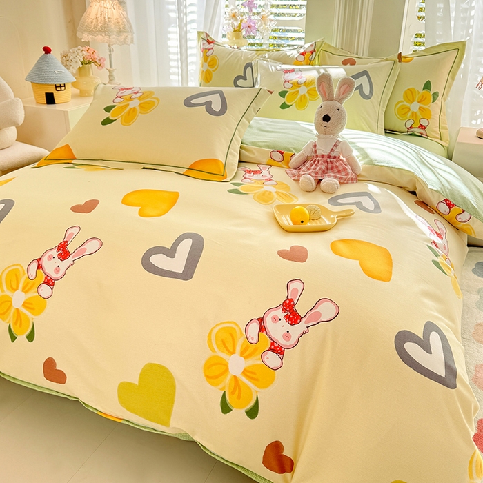 91家纺网 家纺一手货源 找家纺 巧玲珑2025新款AB版铂金生态四件套 爱情宝贝