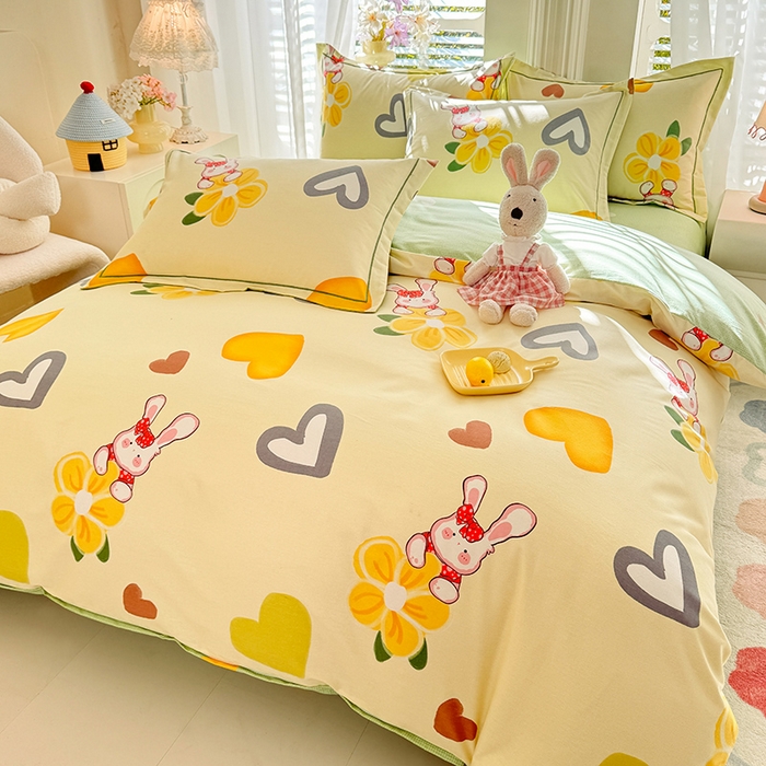 91家纺网 家纺一手货源 找家纺 巧玲珑2025新款AB版铂金生态四件套 爱情宝贝