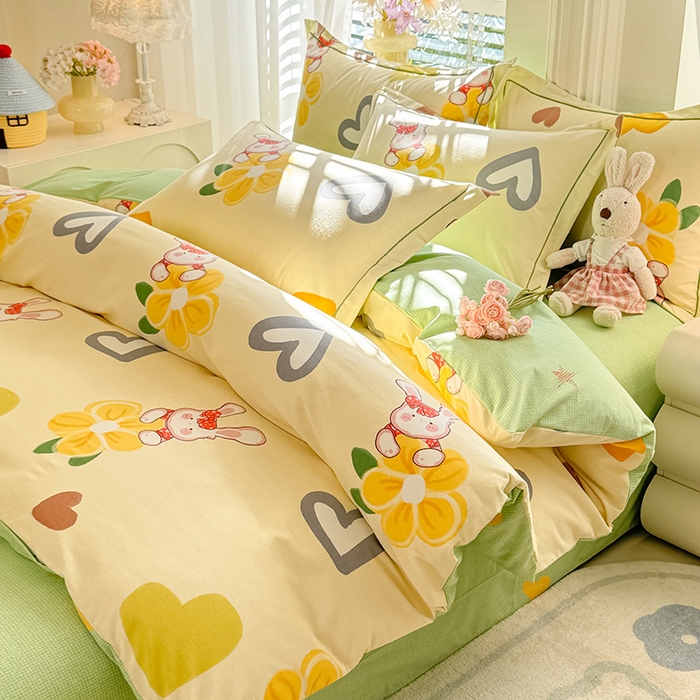 91家纺网 家纺一手货源 找家纺 巧玲珑2025新款AB版铂金生态四件套 爱情宝贝