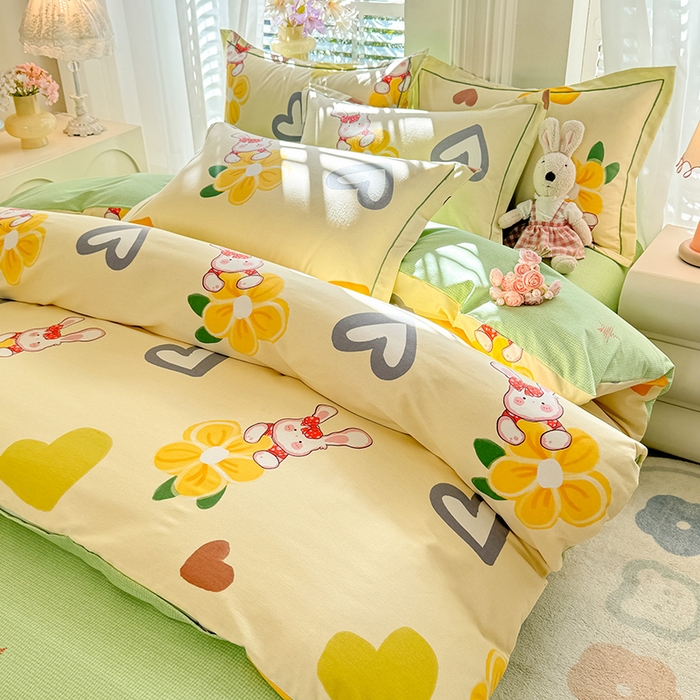 91家纺网 家纺一手货源 找家纺 巧玲珑2025新款AB版铂金生态四件套 爱情宝贝