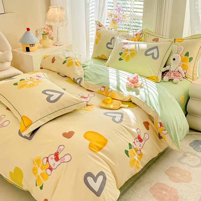 91家纺网 家纺一手货源 找家纺 巧玲珑2025新款AB版铂金生态四件套 爱情宝贝