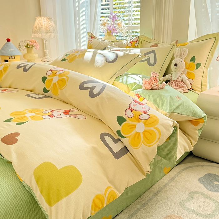 91家纺网 家纺一手货源 找家纺 巧玲珑2025新款AB版铂金生态四件套 爱情宝贝