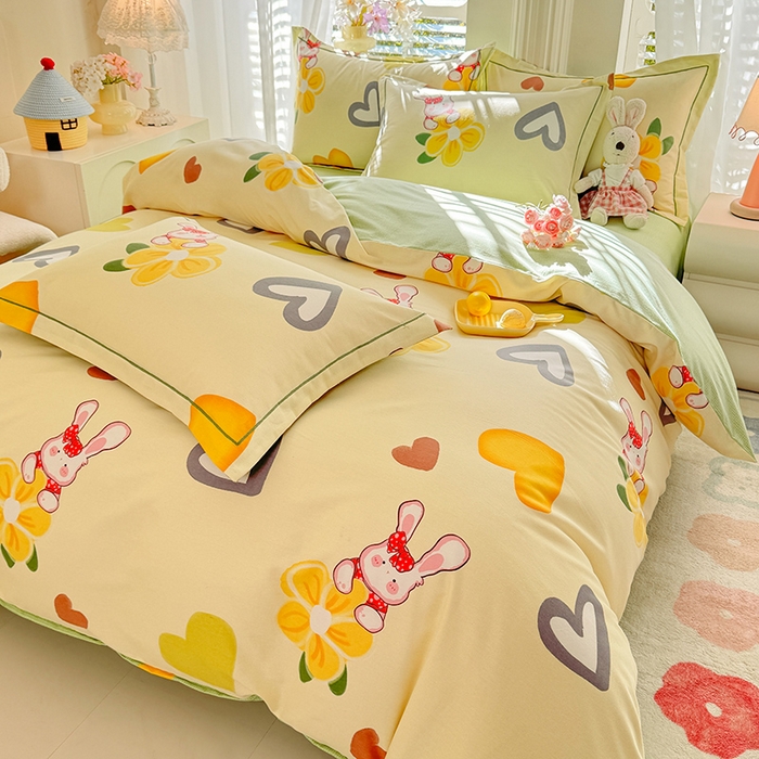 91家纺网 家纺一手货源 找家纺 巧玲珑2025新款AB版铂金生态四件套 爱情宝贝