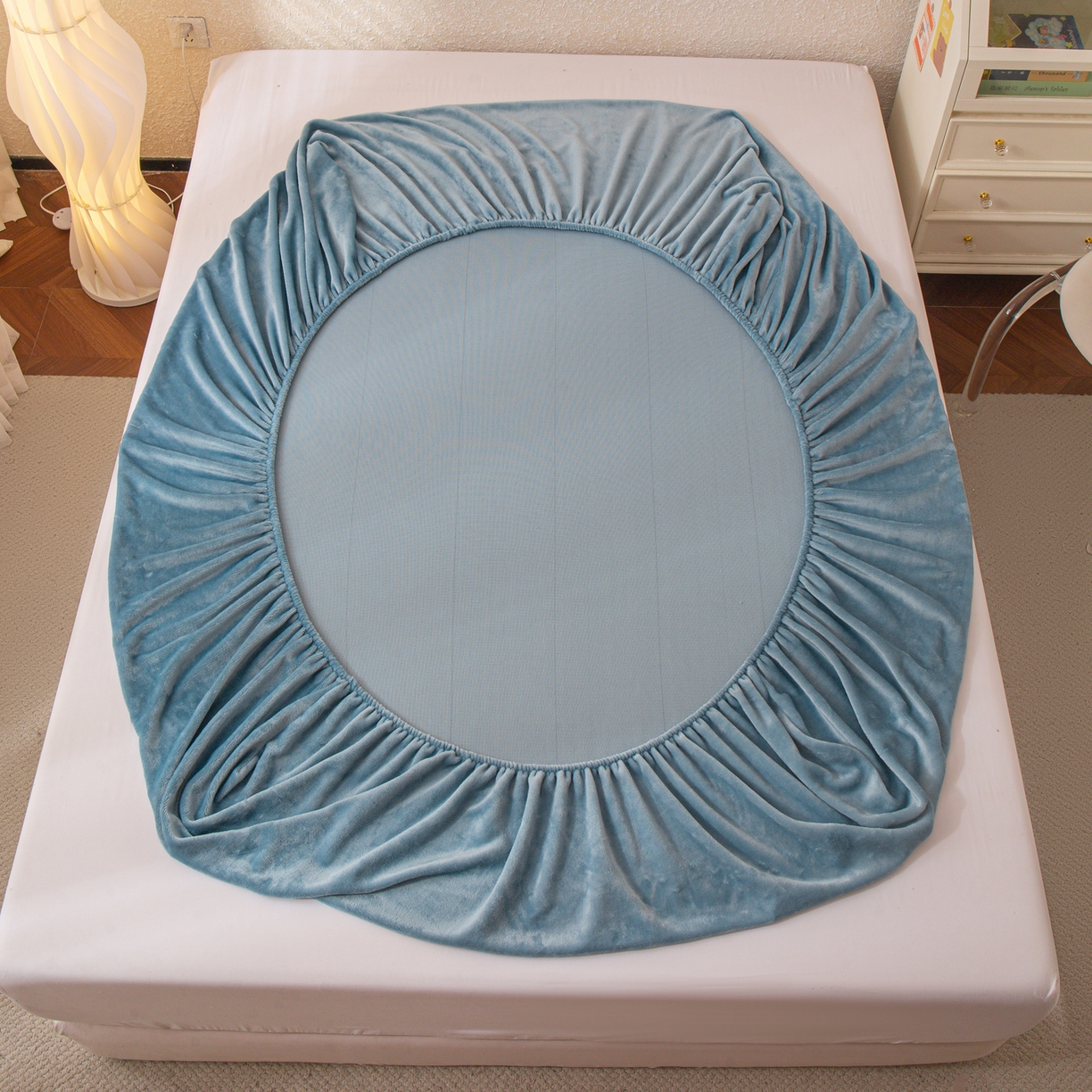 91家纺网 家纺一手货源 找家纺 小叮当家纺仓储工厂店 2025新款200克高克重牛奶绒单品床笠单件床笠 绒蓝