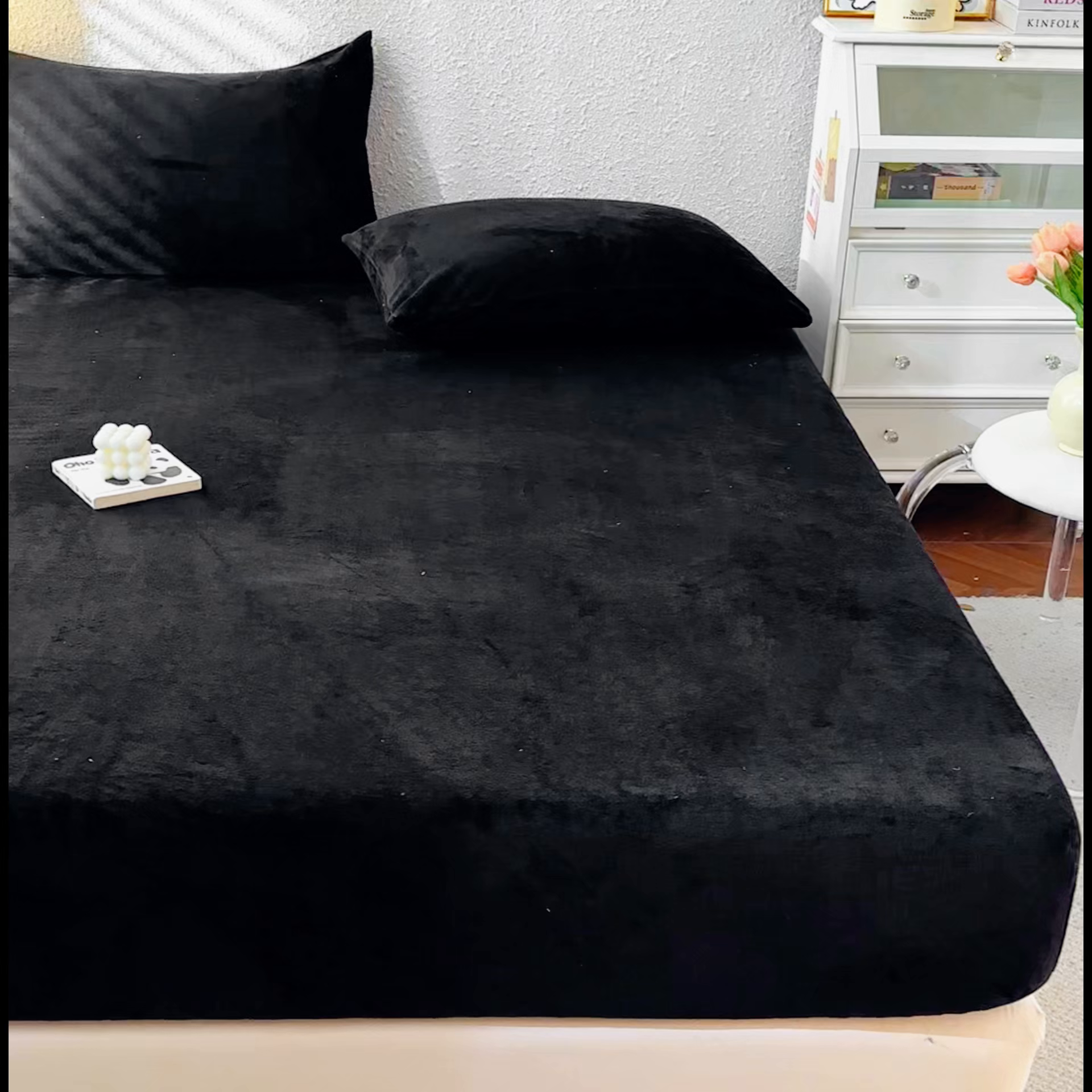 91家纺网 家纺一手货源 找家纺 小叮当家纺仓储工厂店 2025新款200克高克重牛奶绒单品床笠单件床笠 绒黑