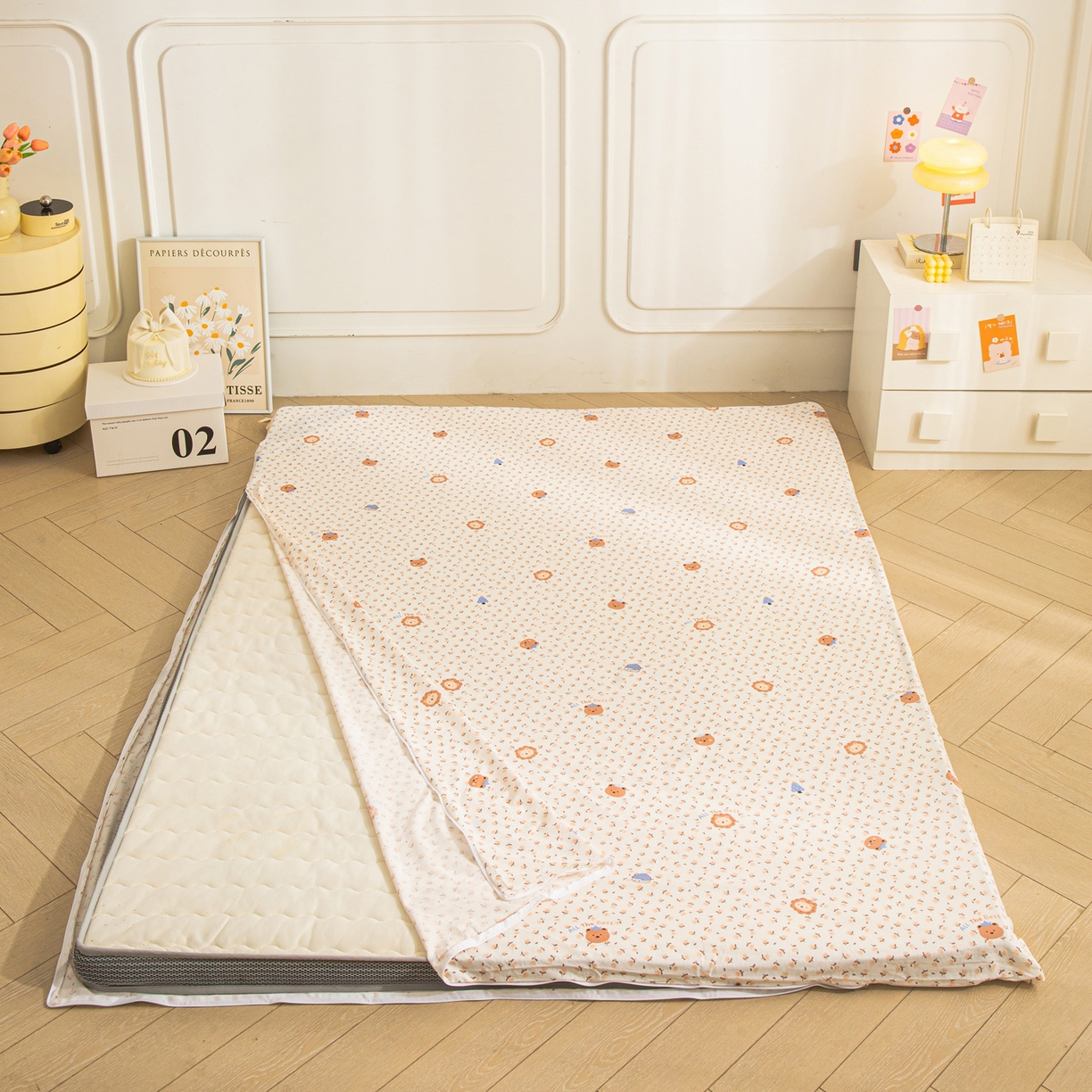 91家纺网 家纺一手货源 找家纺 （总）小叮当家纺仓储工厂店 【长期供货】2025新款双层纱地铺防尘套【支持小批量定制】