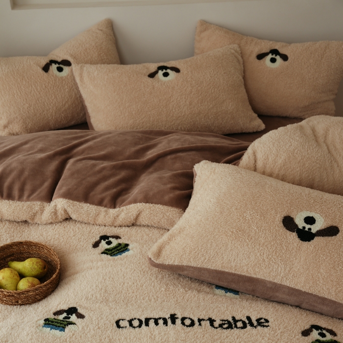 91家纺网 家纺一手货源 找家纺 （总）禾时 2025新款蚂蚁绒牛奶绒毛巾绣四件套