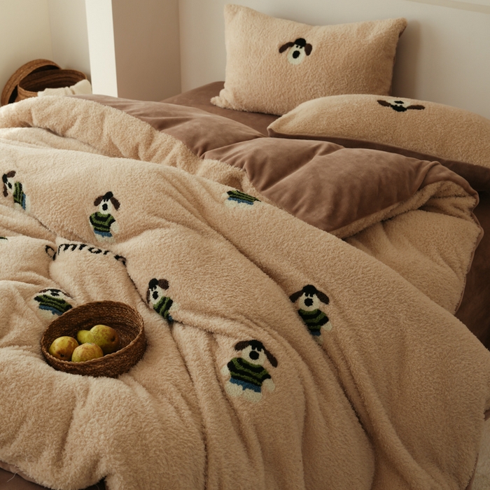 91家纺网 家纺一手货源 找家纺 （总）禾时 2025新款蚂蚁绒牛奶绒毛巾绣四件套