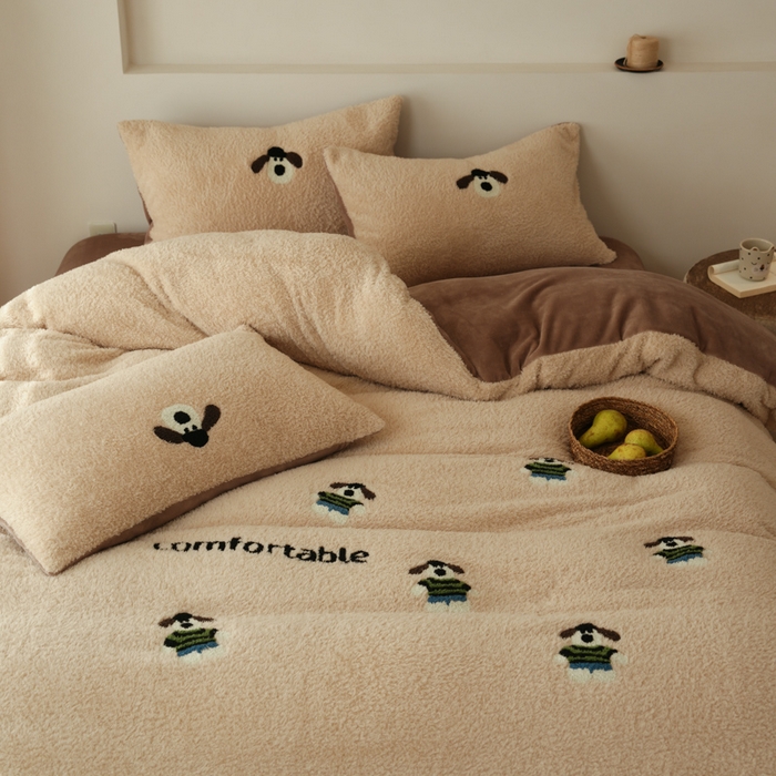 91家纺网 家纺一手货源 找家纺 （总）禾时 2025新款蚂蚁绒牛奶绒毛巾绣四件套