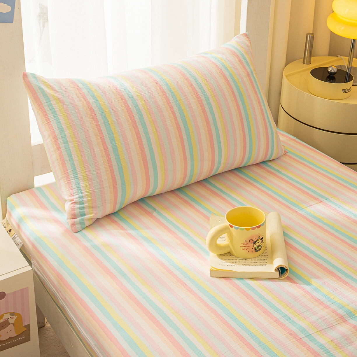 91家纺网 家纺一手货源 找家纺 小叮当家纺仓储工厂店 【长期供货】2025新款双层纱地铺防尘套【支持小批量定制】 S彩虹