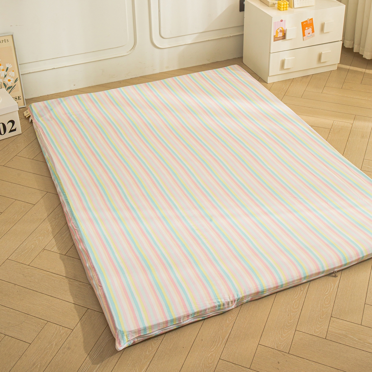 91家纺网 家纺一手货源 找家纺 小叮当家纺仓储工厂店 【长期供货】2025新款双层纱地铺防尘套【支持小批量定制】 S彩虹