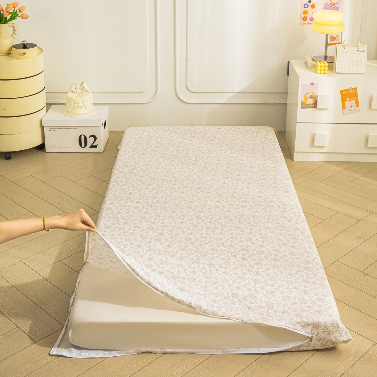 小叮当家纺仓储工厂店 【长期供货】2025新款双层纱地铺防尘套【支持小批量定制】 S繁花