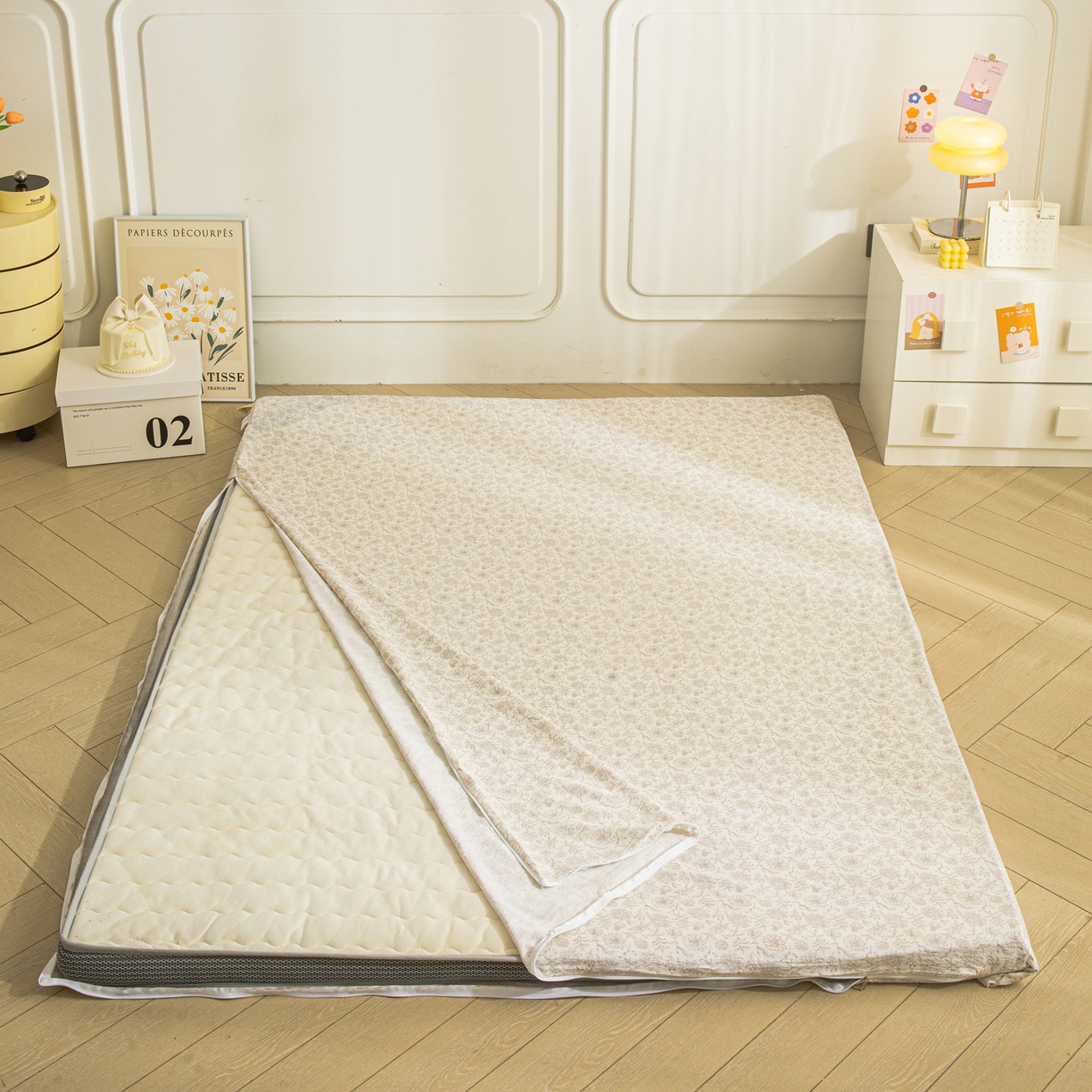 91家纺网 家纺一手货源 找家纺 小叮当家纺仓储工厂店 【长期供货】2025新款双层纱地铺防尘套【支持小批量定制】 S繁花