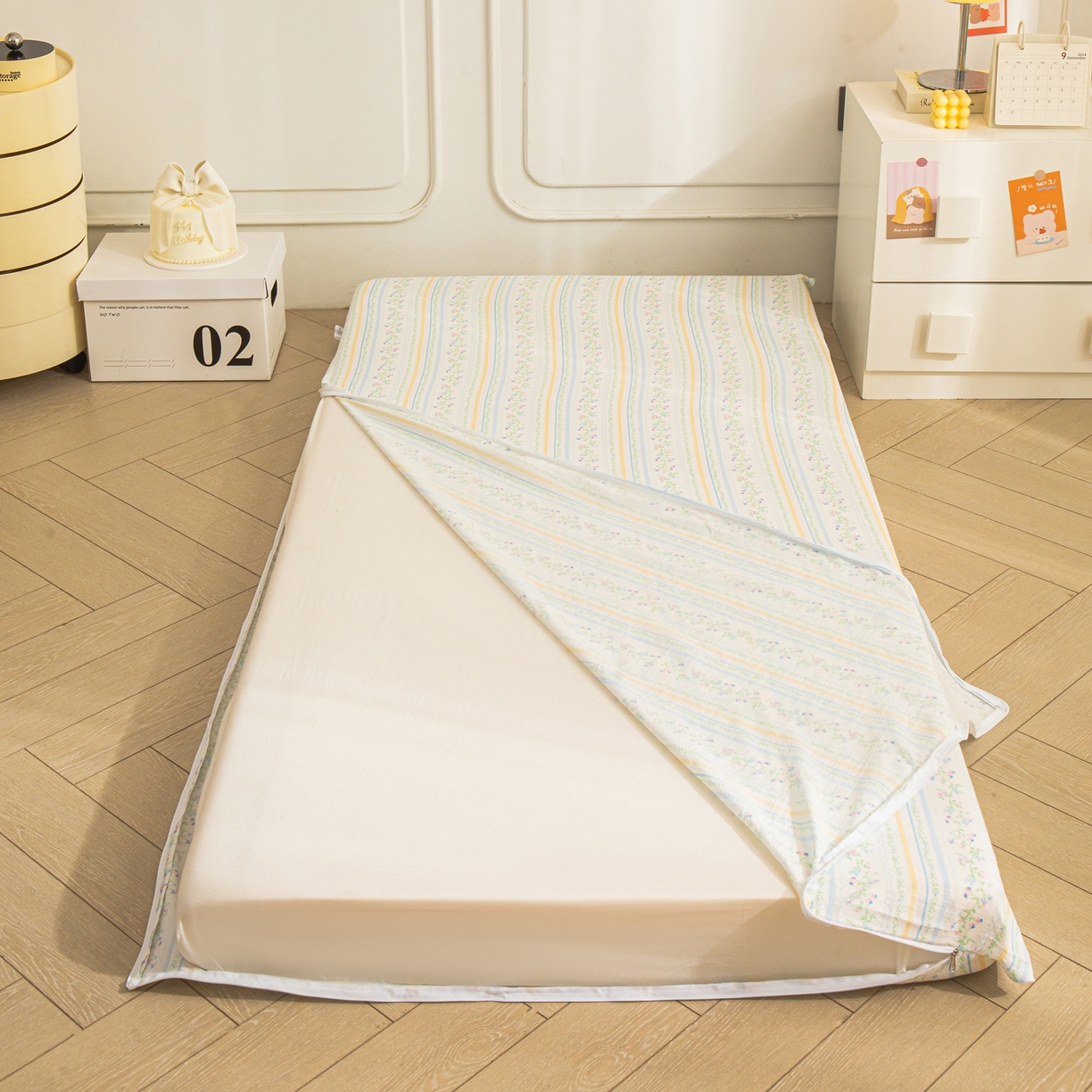 91家纺网 家纺一手货源 找家纺 小叮当家纺仓储工厂店 【长期供货】2025新款双层纱地铺防尘套【支持小批量定制】 S绿园